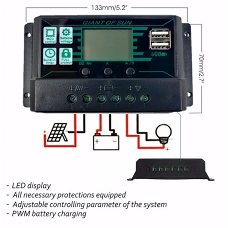 10/20/30/40/50/60A Solar-Laderegler 12V 24V Automatischer – Bild 5