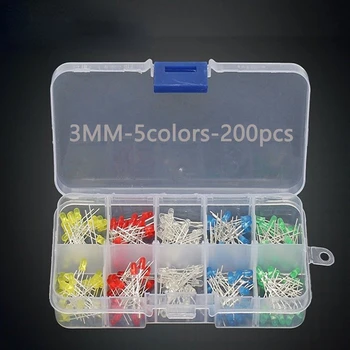 3mm 5mm LED Leuchtdiode Kit Weiß Grün Rot Blau Gelb Mehrfarbig F3 Led Diode sortiert set (100 Stück)