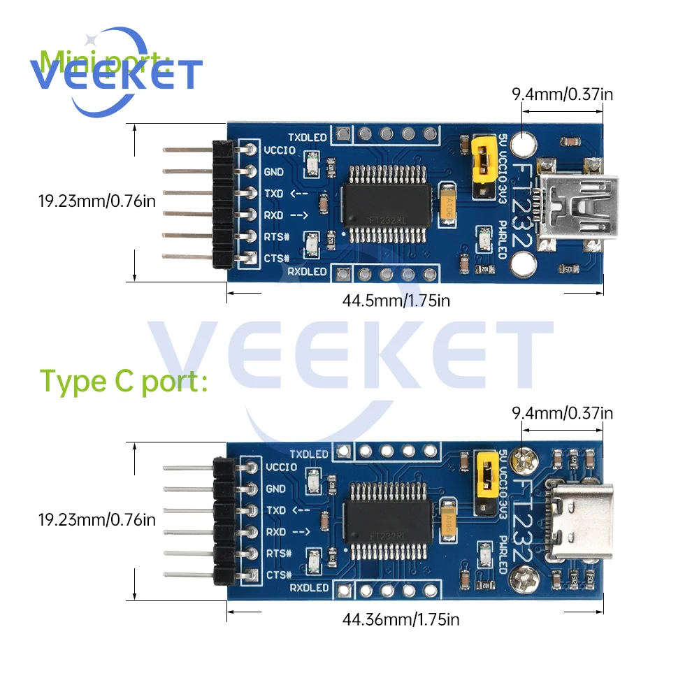 FT232RL FT232 FTDI USB 3,3 V 5,5 V zu TTL Serielles Adaptermodul – Bild 3
