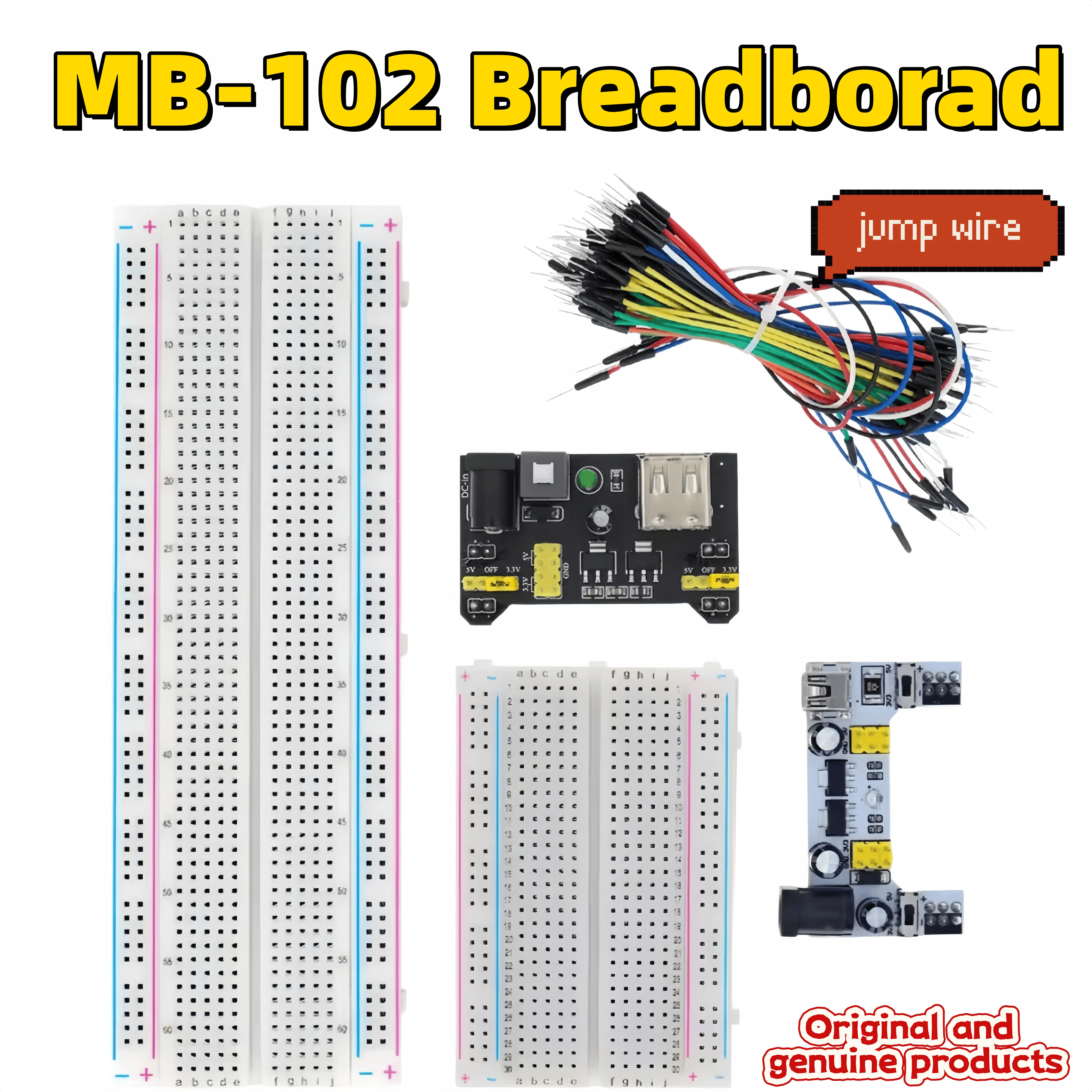 MB-102 MB102 Steckbrett 400/830 Punkte Lötfreies PCB-Steckbrett zum Testen und Entwickeln mit Dupont-Leitungen