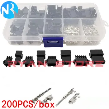 Schachtel 2,54mm Pitch JST SM 2P3/4/5Pin Dupont Jumper Wire Connector Kit Männlich/Weiblich (200 Stück)