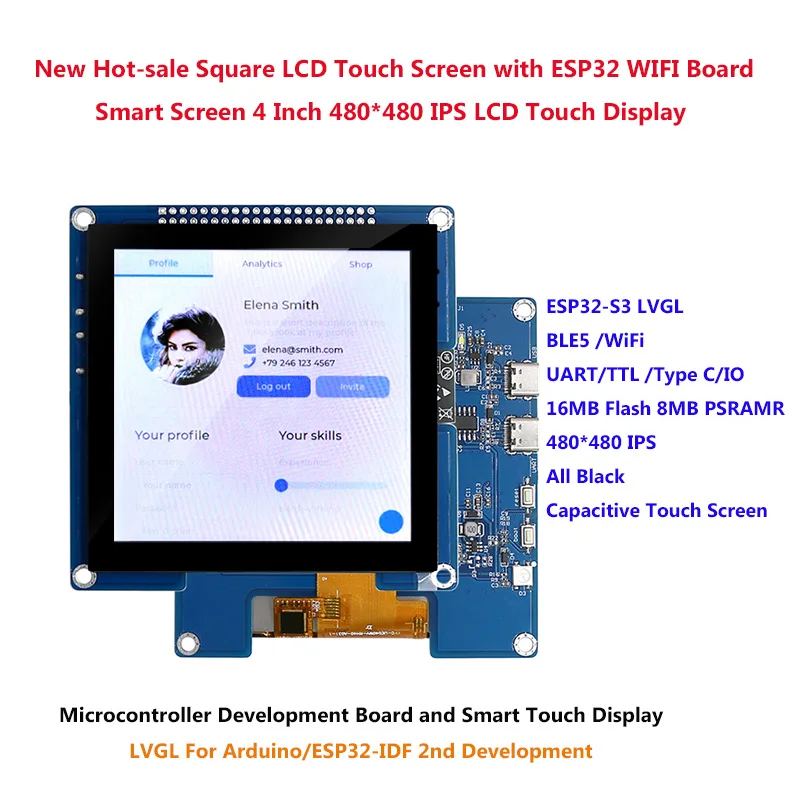 ESP32-S3 LVGL WIFI&BLES HMI-Entwicklungsboard RGB LCD Ar-duino – Bild 3