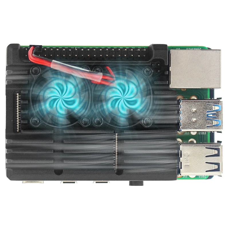 Raspberry Pi 4 Modell B-Gehäuse mit doppelter Kühlung, Mini-Lüfter – Bild 3