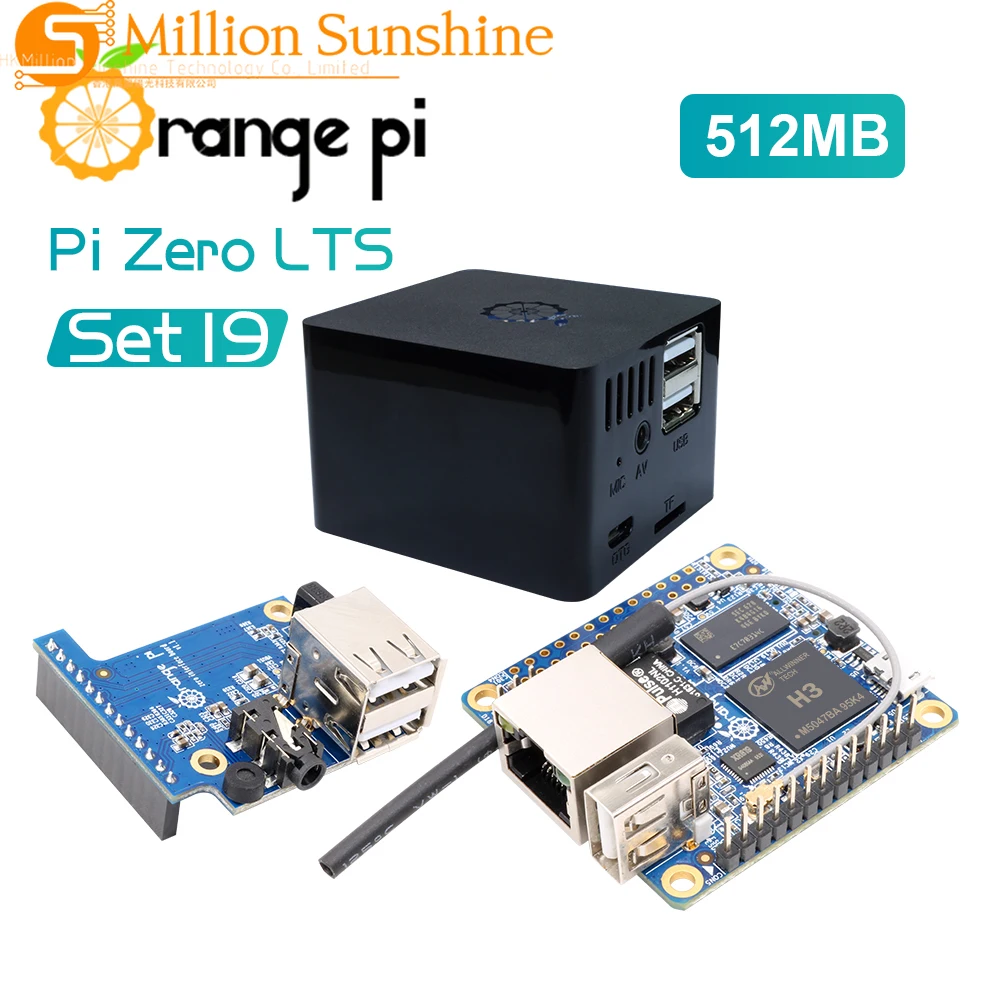 Orange Pi Zero LTS 512MB+Erweiterungsboard+Schwarzes Gehäuse, Allwinner H3 SoC Open-Source-Laptop