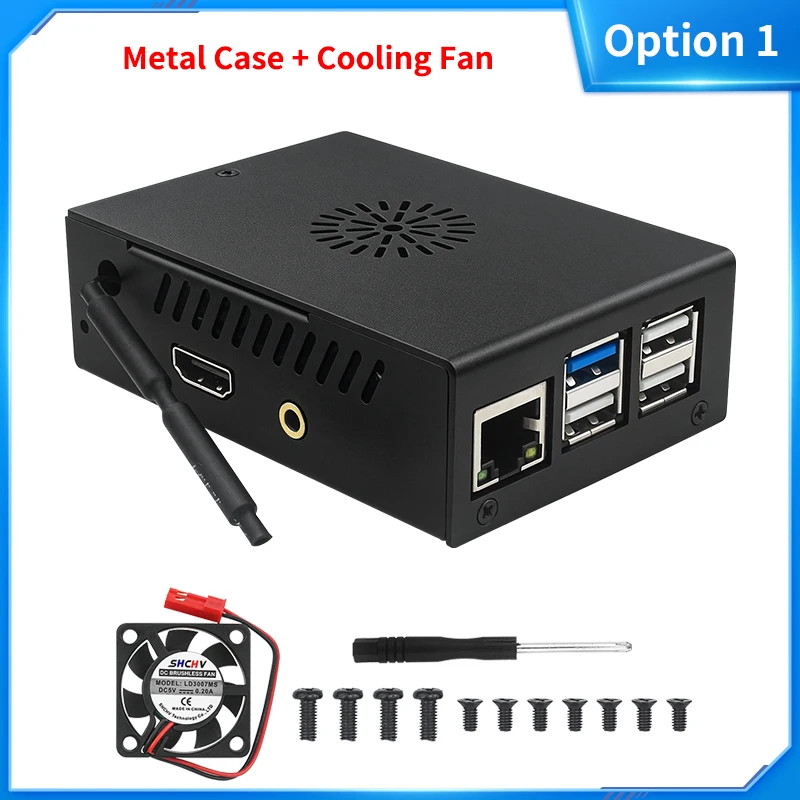 Orange Pi 4 Pro Metallgehäuse Schwarze Schutzbox mit Kühlventilator für Orange Pi 4 Pro Einplatinencomputer