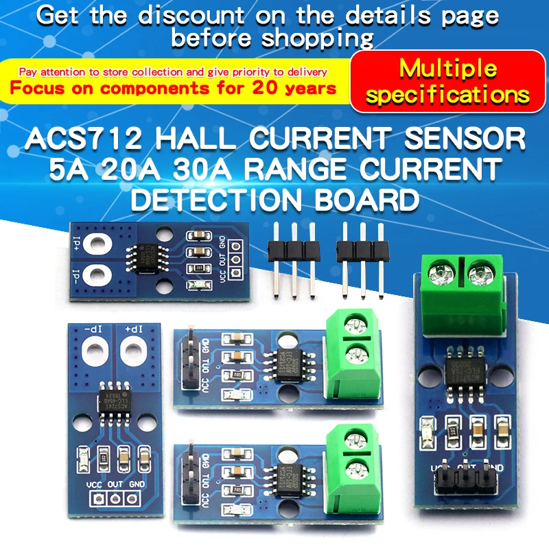 ACS712 ACS724 Modul 5A 20A 30A Palette Strom Erkennung Board Halle – Bild 2