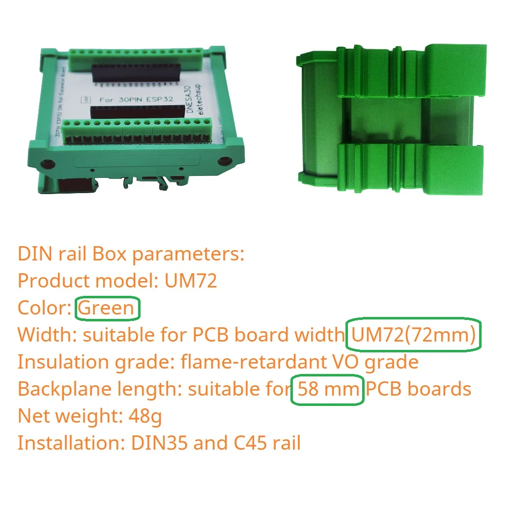 30PIN ESP32 Devkit V1 Din Rail Expansion Board 3,96 Terminal Schraube – Bild 4