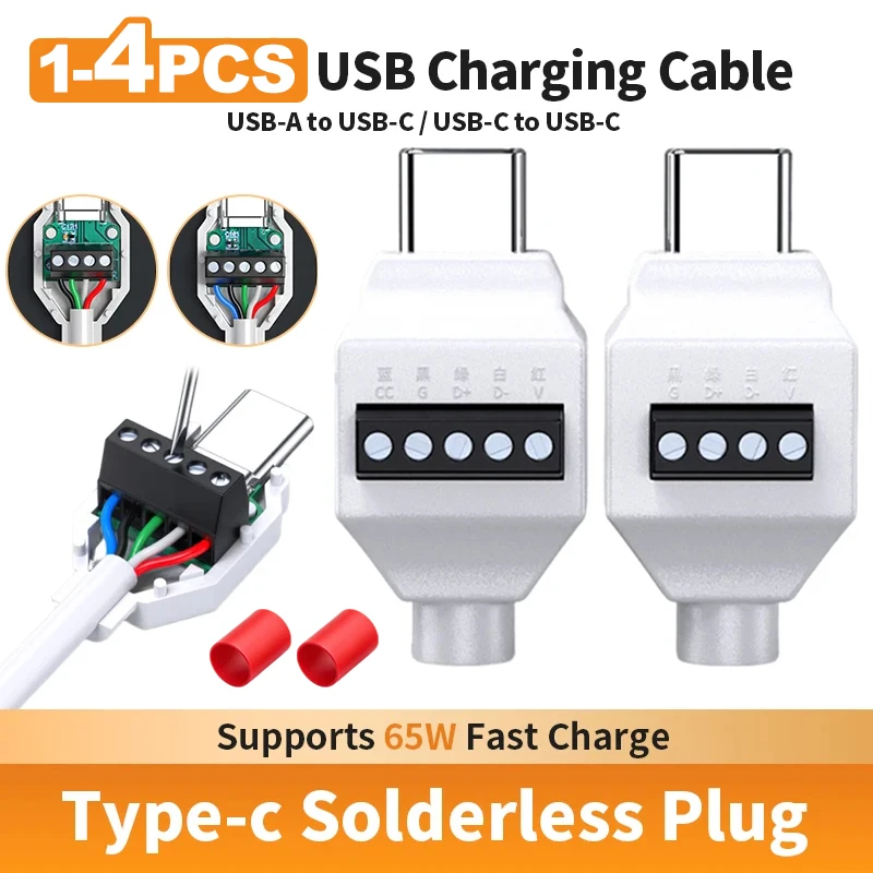 DIY USB-C Lötloser Adapter USB Typ-C Stecker Klemmenblock Daten-Schnellladeanschluss 4-Pin 5-Pin