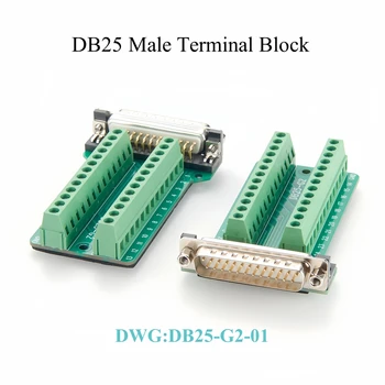 DB25 Schraubklemmenadapter D-SUB 25-polig 2-reihig Stecker auf Seriell-Klemmen-Breakout-Board-Verbinder