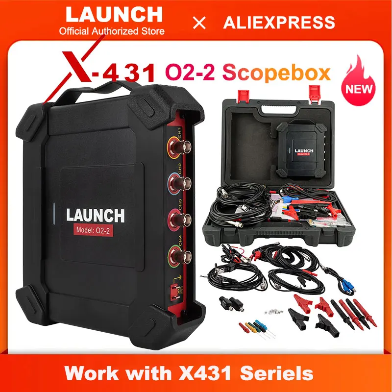 LAUNCH X-431 Oszilloskop O2-2 Scopebox Analizador 4-Kanal-Tester, kompatibel mit X-431 PAD VII, PAD V, PAD V