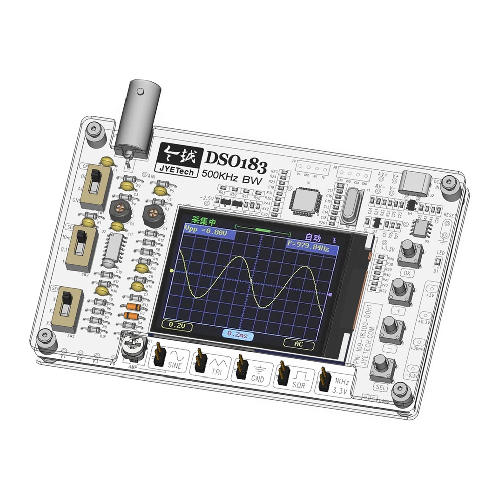Oszilloskop Elektronik-Lötset DSO183 Digitales Oszilloskop DIY-Kit 5V 0-500kHz Typ-C Lehr-Instrumenten-Set