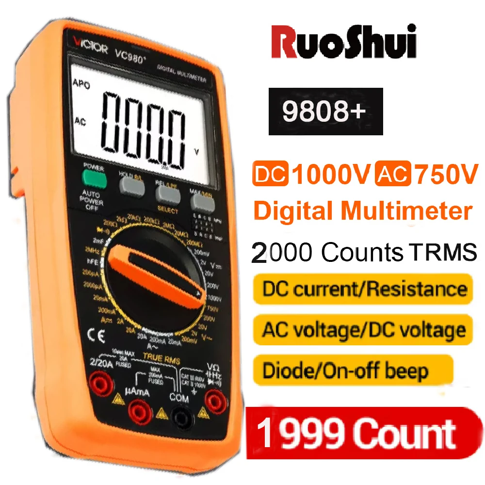 Digitales Multimeter Hochpräzises Digitalmultimeter 1999 True RMS 2000uF Kapazitätsmessgerät 20MHz Frequenz