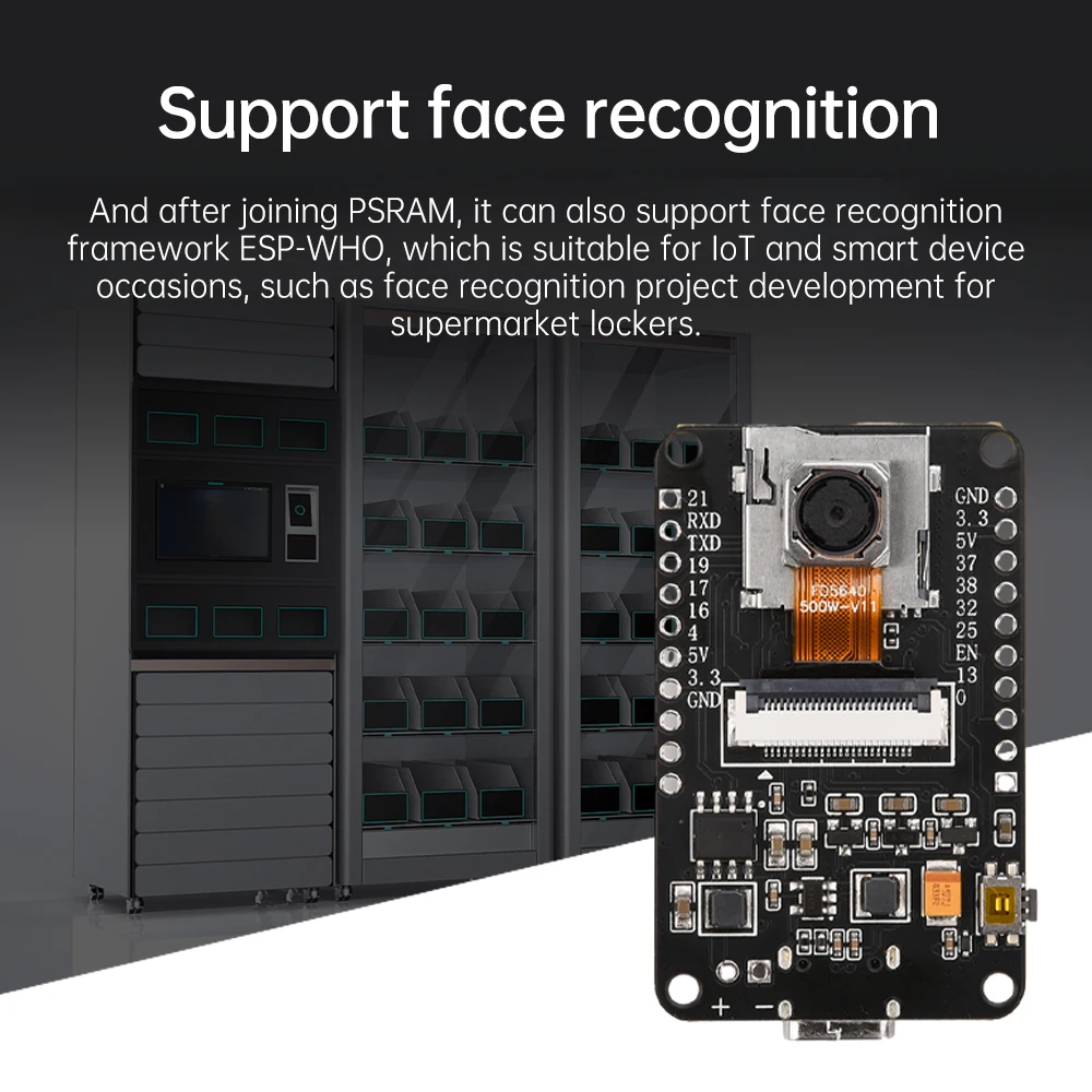 OV5640 ESP32 CAM Kameramodul-Kit Autofokus AF-72mm2,4 GHz WiFi und Bluetooth-kompatible Platine 8 MB PSRAM HD