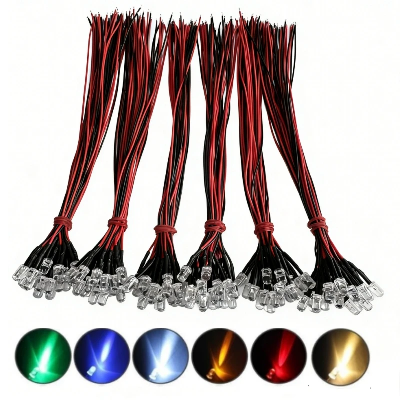 3 mm 5 mm LED-Leuchtdioden (6 Farben x 20 Stück), 3 V-12 (120 Stück) – Bild 2