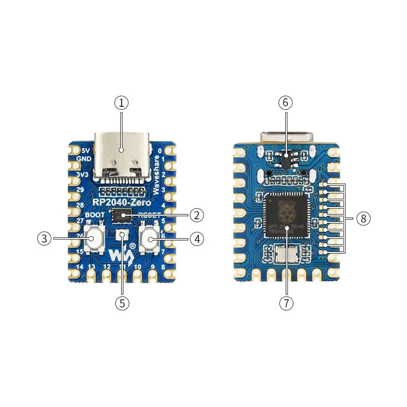 RP2040-Zero platine USB-C anschluss dual-core arm cortex m0 – Bild 5