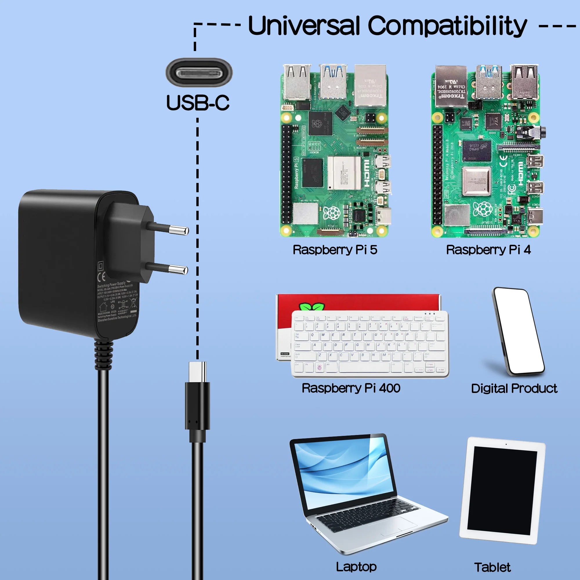 Geekbord Raspberry Pi 5 Netzteil XSL-GaN-PD 27 W 5,1 V 5 A USB-C – Bild 4