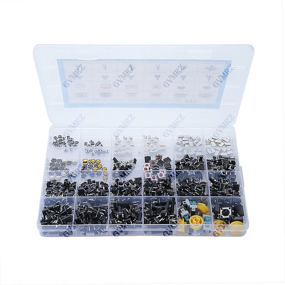 SMD Mikro-Tastschalter-Sortiment 24 Werte Taktiler Druckknopfschalter für Autofernbedienung (460 Stück)
