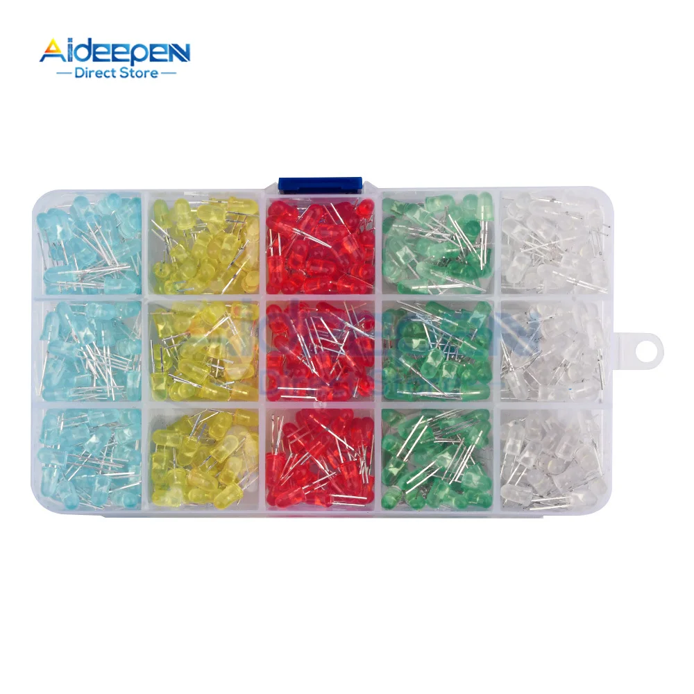 5 mm LED-Dioden-Sortiment-Set, weiß, grün, rot, blau (500 Stück) – Bild 5