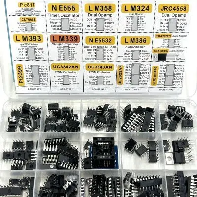 Sortiment IC-Chip-Kit Operationsverstärker Oszillator PC817 NE555 LM358 LM324 Transistor-Array (150 Stück)