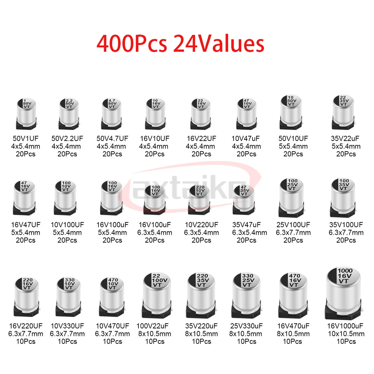 1 UF ~ 1000 UF 10 V 16 V 25 V 35 V 50 V 100 V 24 Wert 47 (400 Stück) – Bild 3