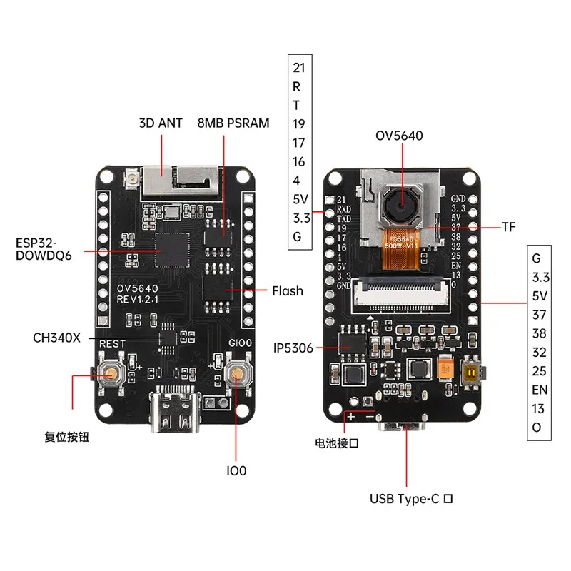 OV5640 ESP32 CAM Kameramodul-Kit Autofokus AF-72mm 2,4 GHz WiFi – Bild 5
