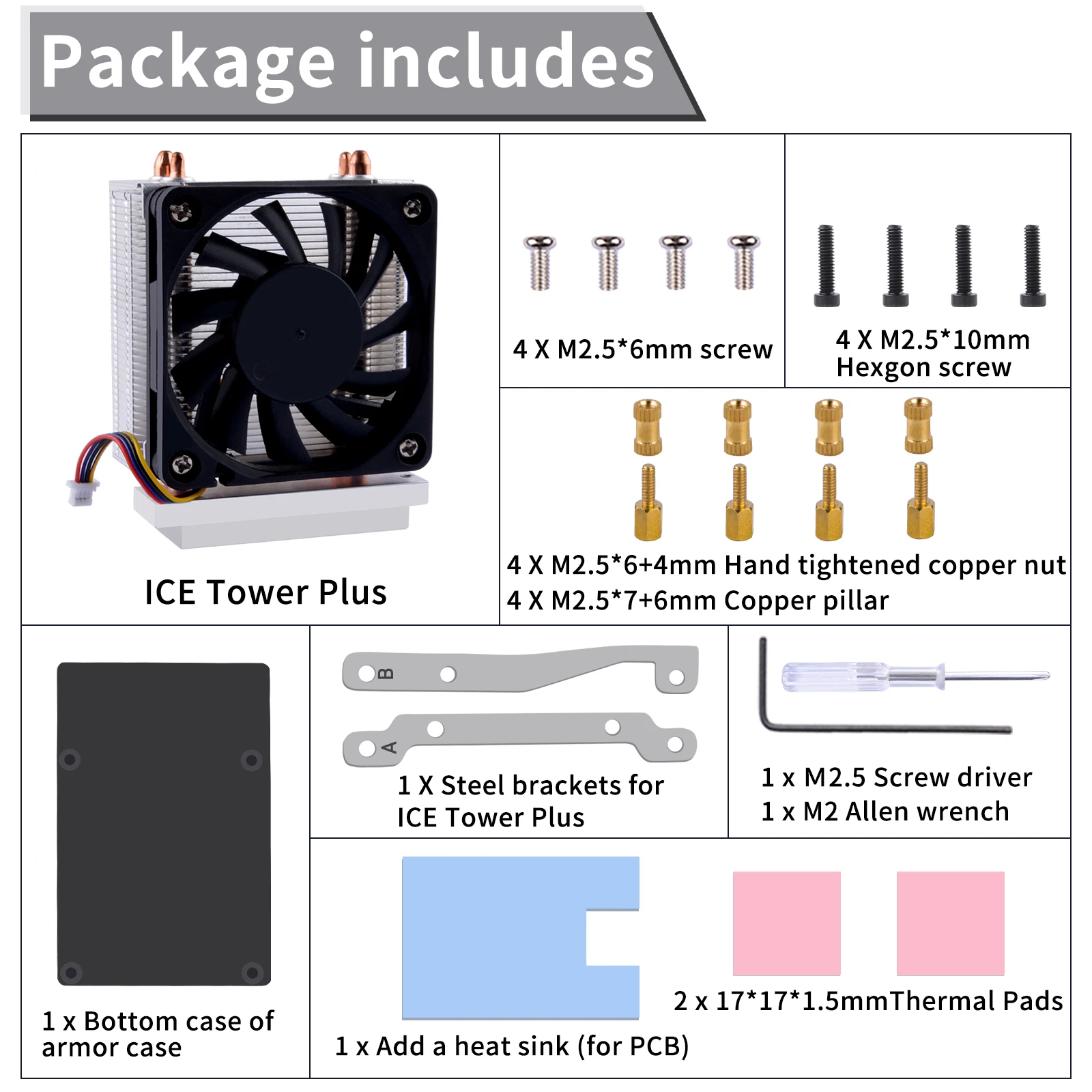 52pi Raspberry Pi 5 Eisturm plus Kühler-Doppelkupfer-Rohr kühlkörper für Raspberry Pi 5