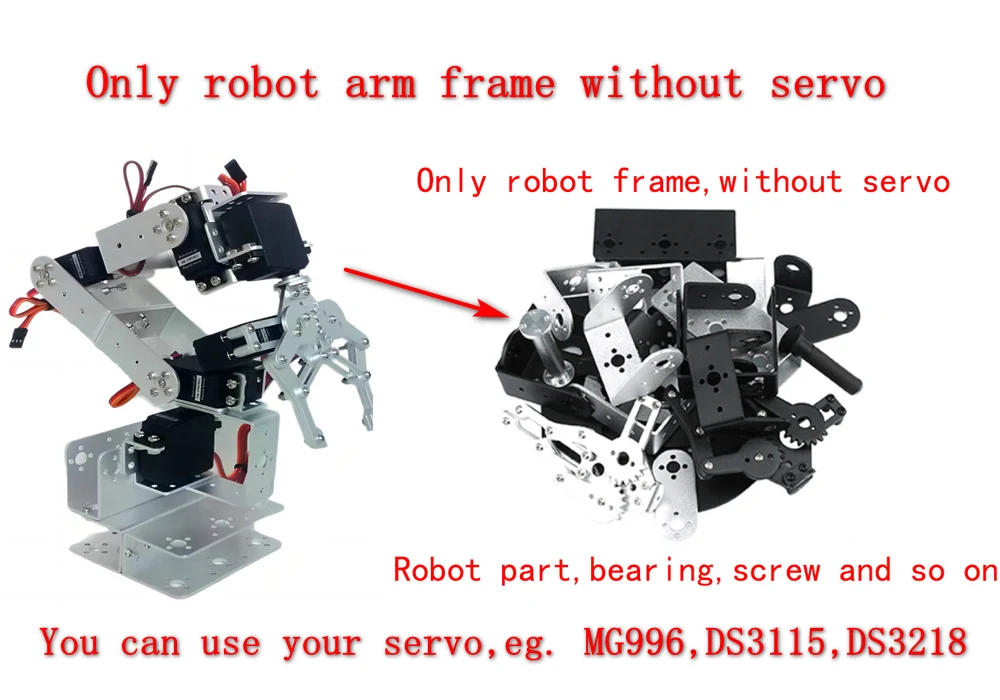 Roboterarm-Rahmen-Kit MG996 6 Dof Programmierbarer Roboterarm DIY-Kit – Bild 4