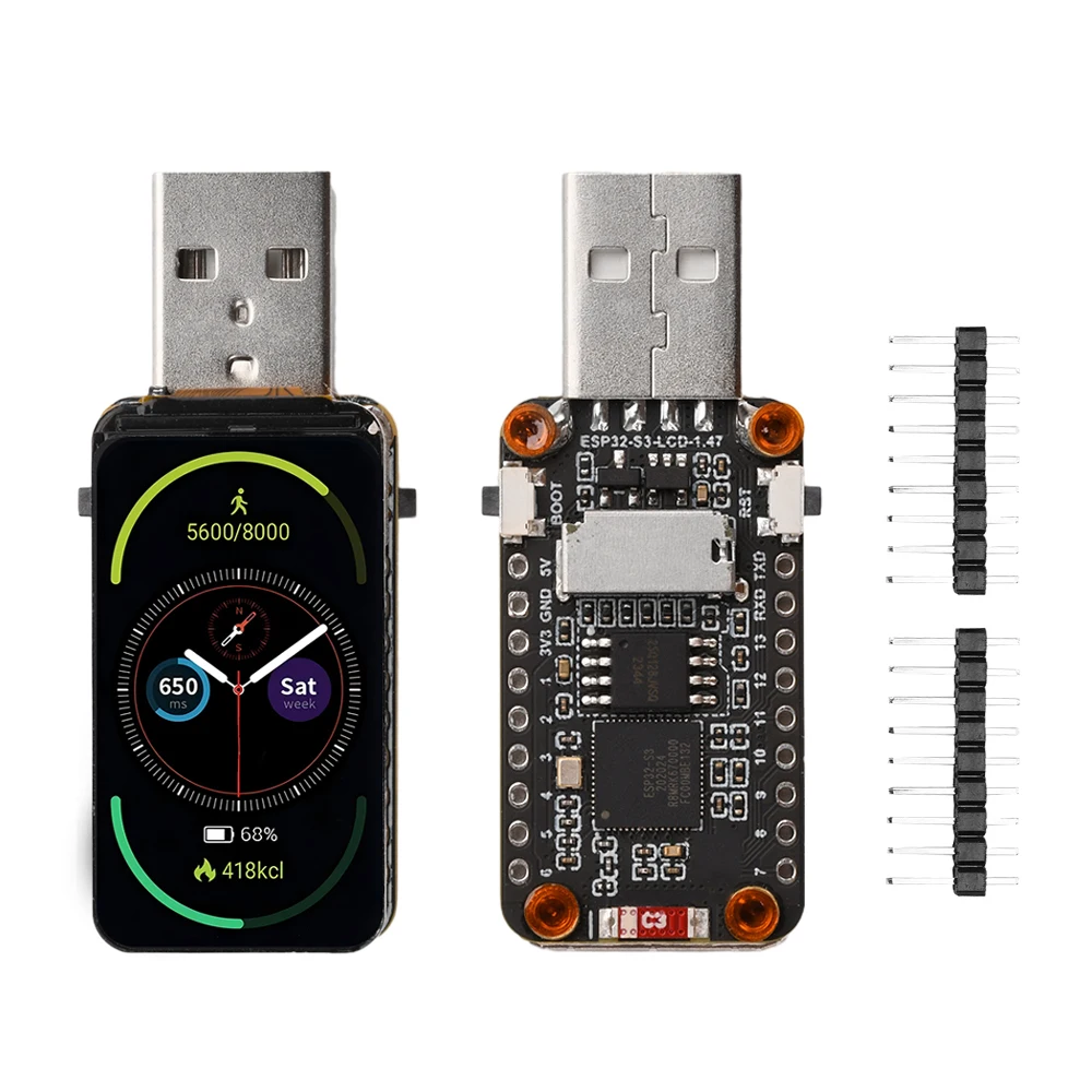 ESP32-S3 1,47-Zoll-LCD-Display, WIFI-Bluetooth-Entwicklungsboard mit RGB-Farbe, 18 Pins, 172×320, Dual-Core