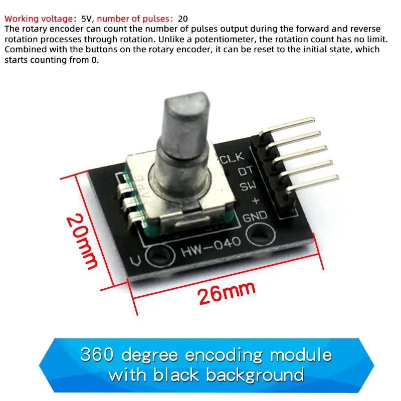 Drehgebermodul 360-Grad-Kodierungsmodul Potentiometer Digitaler Impulsausgang Digitaler Drehgeber