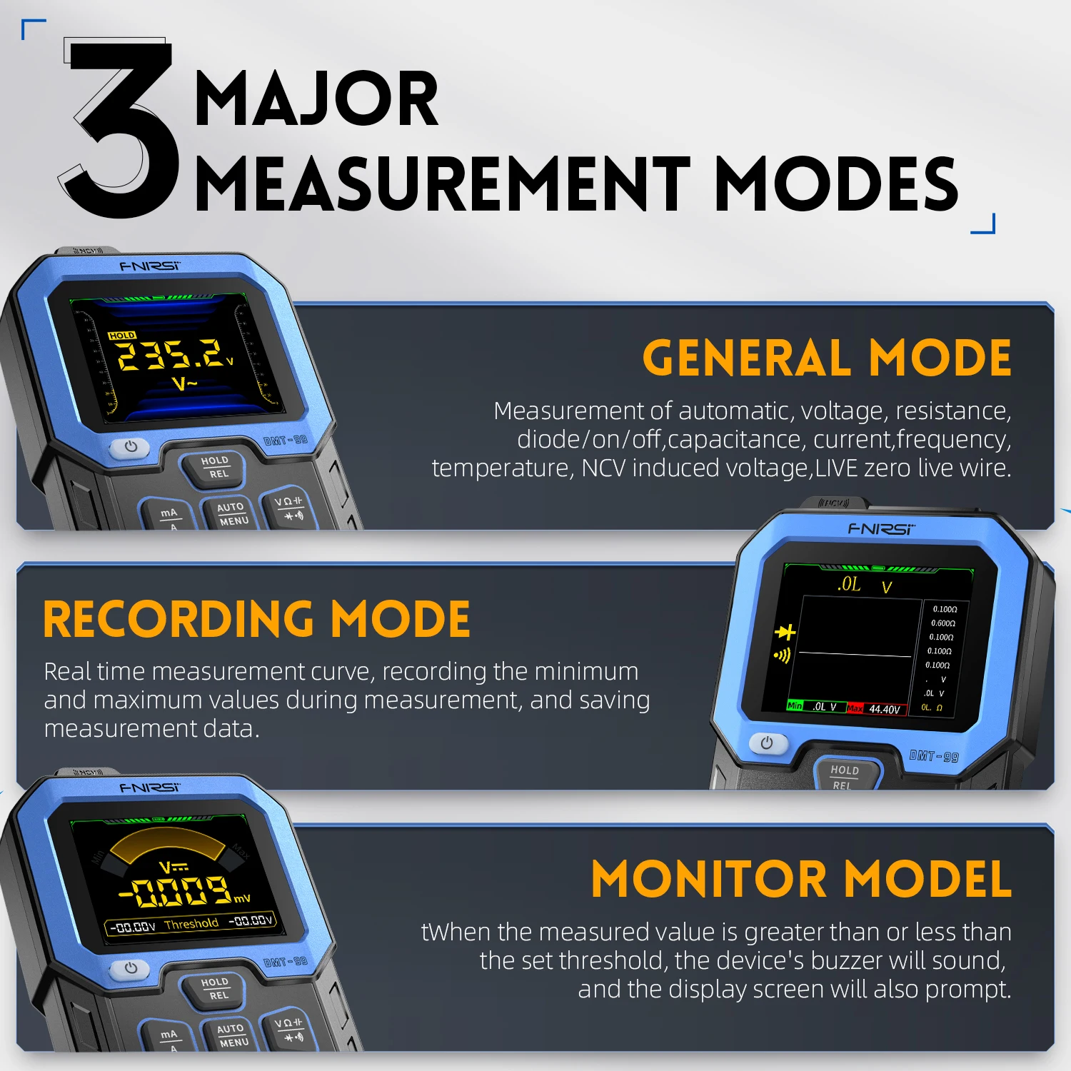 FNIRSI DMT-99 Digitalmultimeter 9999 Zählungen Smart Professional – Bild 2