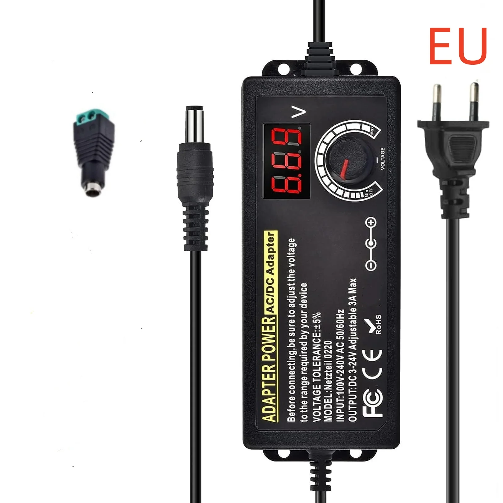 AC zu DC Netzteil Einstellbare Labor Versorgung Stromquelle 3V-24V-3A Tragbare Universal Adapter EU/Us-stecker