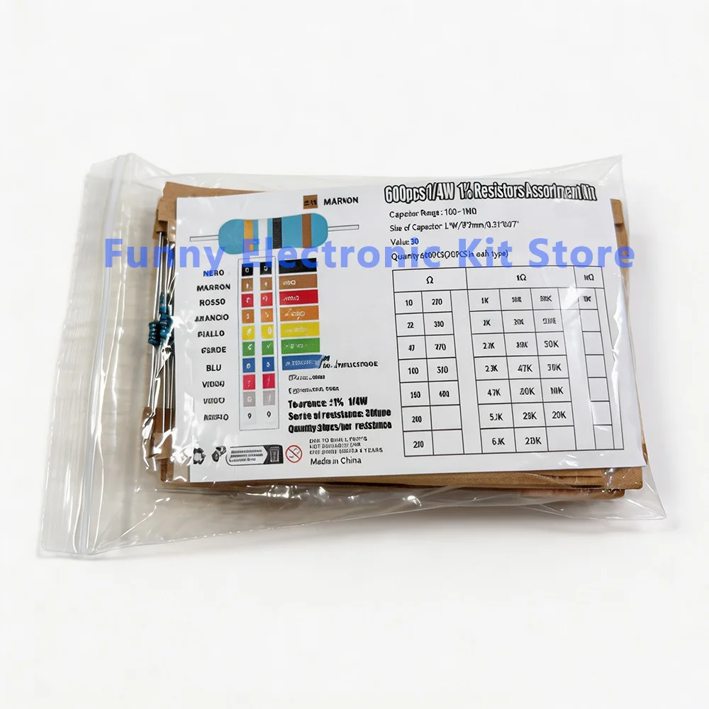 Sortiertes Metallfilm-Widerstandsset, 30 Werte, 1/4 W (600 Stück) – Bild 5