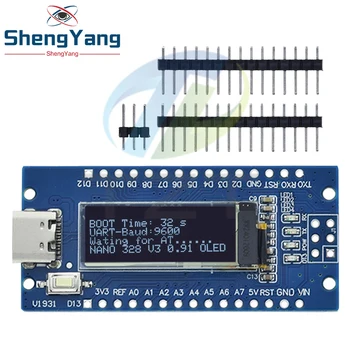 Nano V3.0 Atmega328P Ch340C mit integriertem 0,91-Zoll-OLED-Display, 128*32 Auflösung, IIC I2C kompatibel