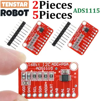 TENSTAR 2 Stück ADS1115 Modul Red Board 16 Bit I2C ADC 4 Kanal mit Pro Gain Verstärker ADS1115