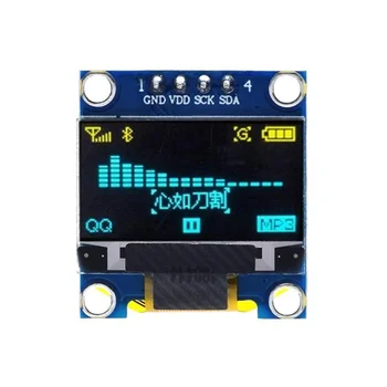0,96 Zoll OLED-Displaymodul I2C IIC 128x64 SS-D-1306 3,3V-5V Blau Gelb für Arduino ESP32 ESP8266