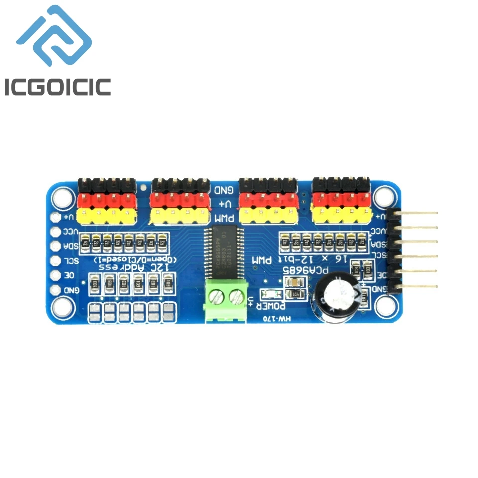 PCA9685 Roboter Controller IIC Schnittstelle 16 Kanal 12-Bit PWM Servo Motor Treiber Board für Arduino