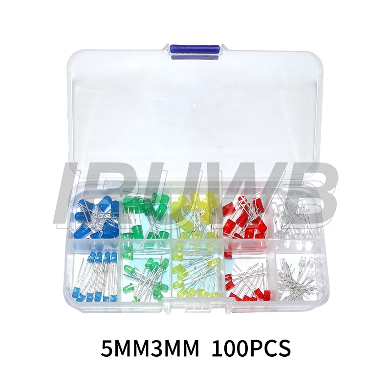 3MM 5MM F3 F5 LED-Dioden Verschiedene Sets Weiß Grün Rot Blau Gelb Leuchtdioden Elektronik-Kit Box