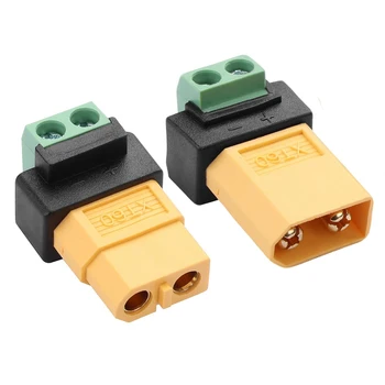 XT60 auf 2-Pin-Schraubklemmenadapter 10A lötfreier Konverter Stromstecker männlich-weiblich (2 Stück)