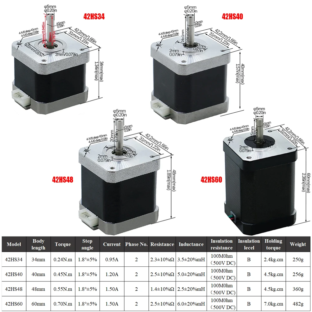 Nema17 Schrittmotor-Treiber-Kit 42hs34mm 40mm 48mm 60mm Motor 5mm – Bild 2
