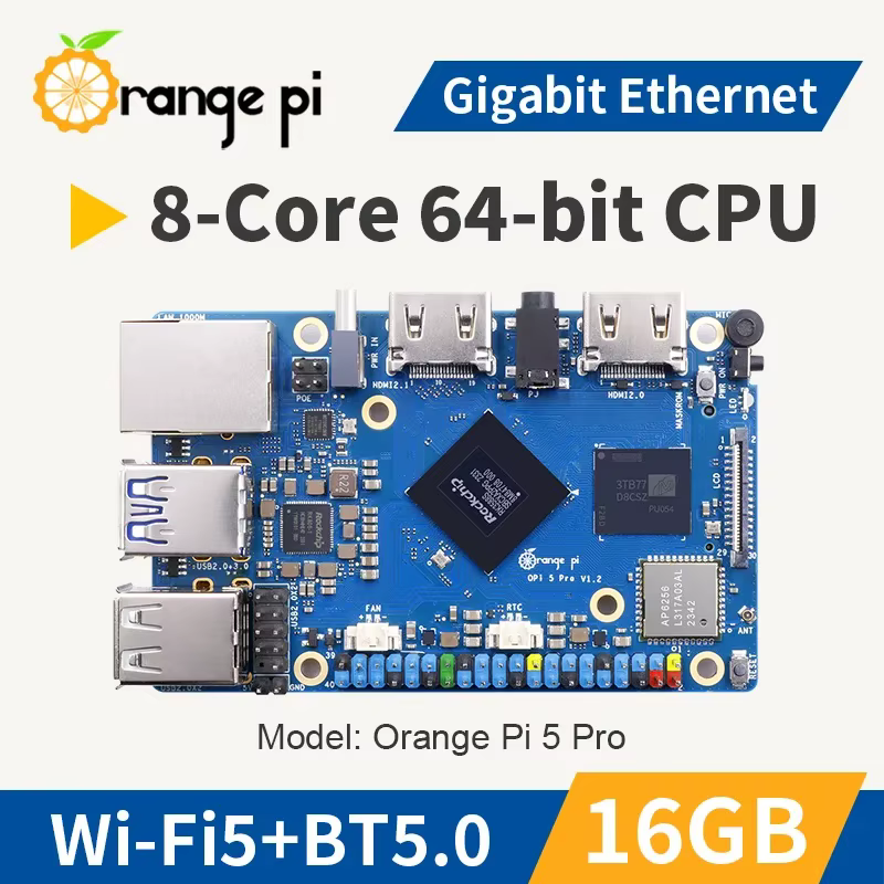 Orange Pi 5 Pro 8GB RAM LPDDR5 Einplatinen-Computer RK3588S Unterstützt Wi-Fi 5+BT5.0 mit BLE 2,4GHz SBC SSD