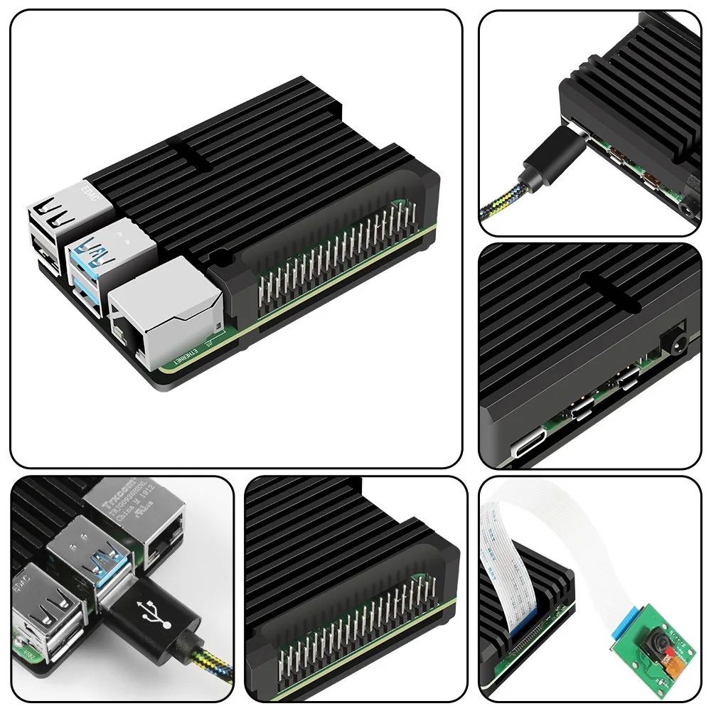 Robustes Aluminiumgehäuse für Raspberry Pi 4 Modell B, Selbstkühlendes – Bild 3
