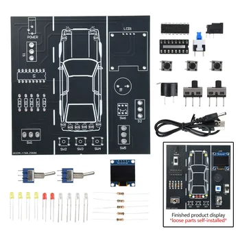 DIY Lötübungsset 3,5x1,35mm Auto-Fahrsimulator mit LCD-Bildschirm für Elektronikprojekte DC 5V