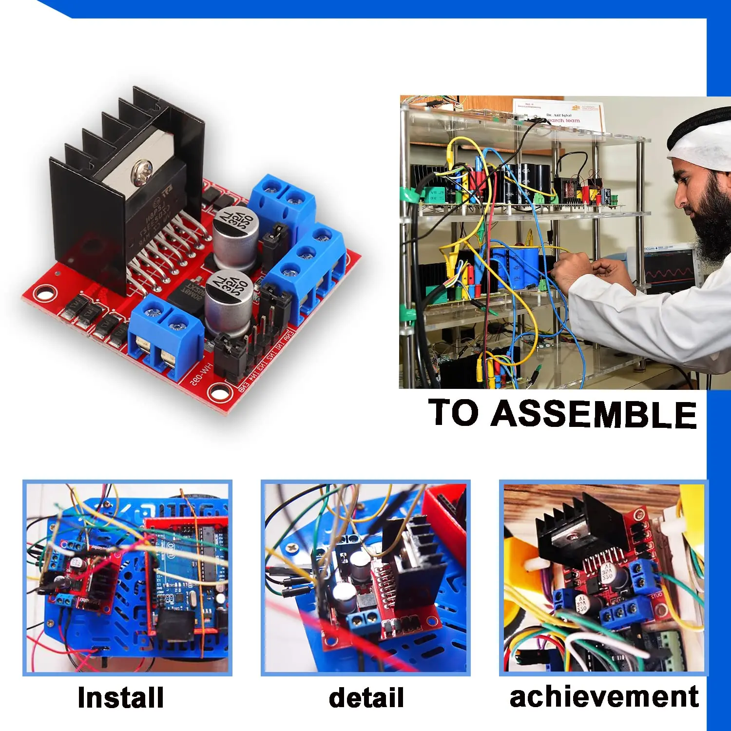 L298N Motorsteuerplatine L298 Modul für Arduino Dual H-Brücke DC – Bild 5