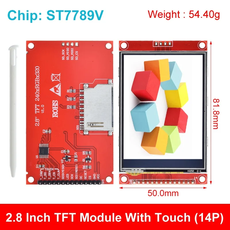 240x320 2,8" SPI TFT LCD Touch Panel Serielles Portmodul mit PBC ILI9341 / ST7789V 2,8 Zoll SPI Serielles