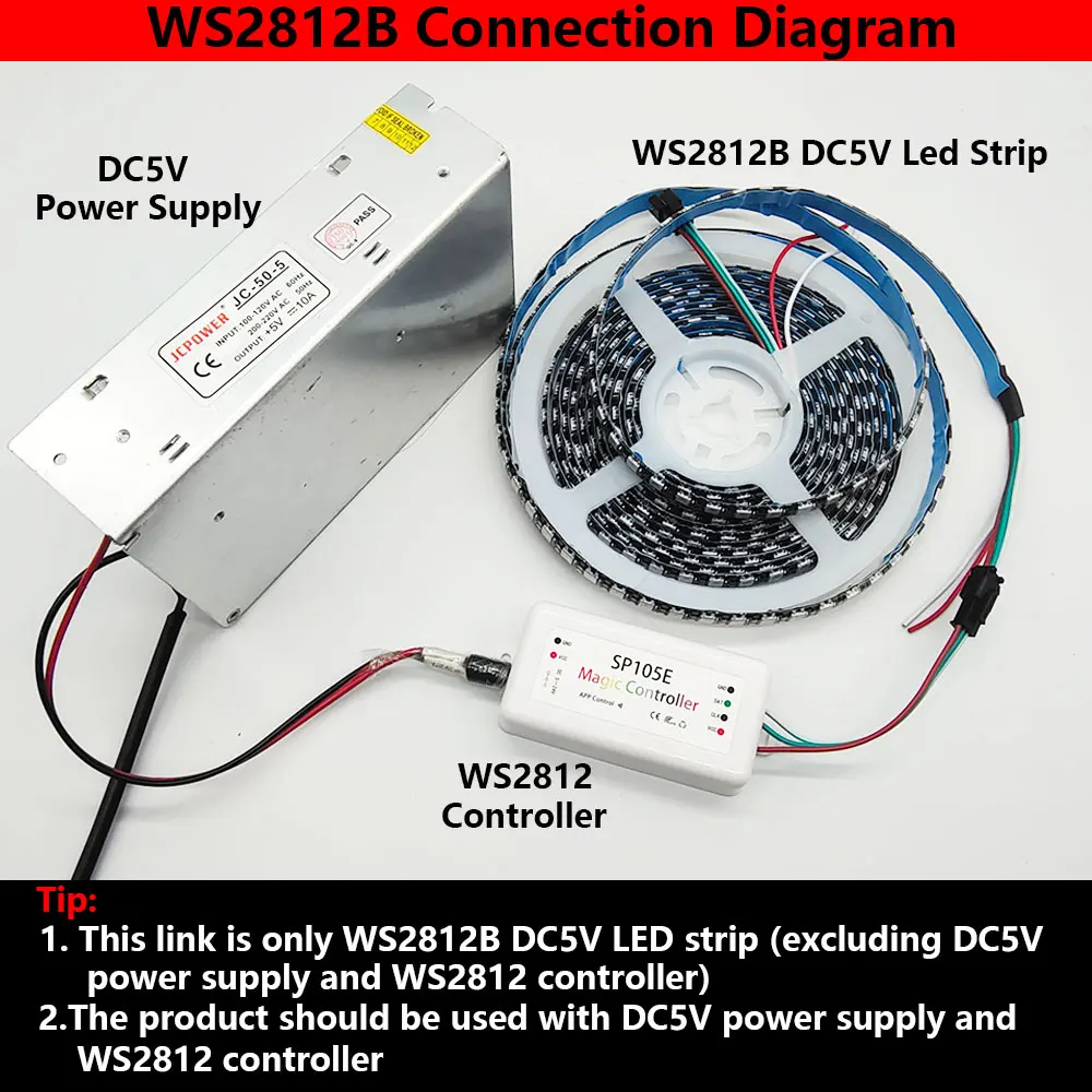 5V WS2812B LED-Streifenlicht 30/60/74/96/144LEDs/m Schwarz/Weiß PCB – Bild 6
