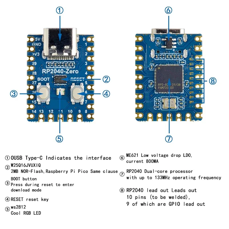 RP2040-Zero RP2040 für Raspberry Pi Mikrocontroller PICO Entwicklung – Bild 6