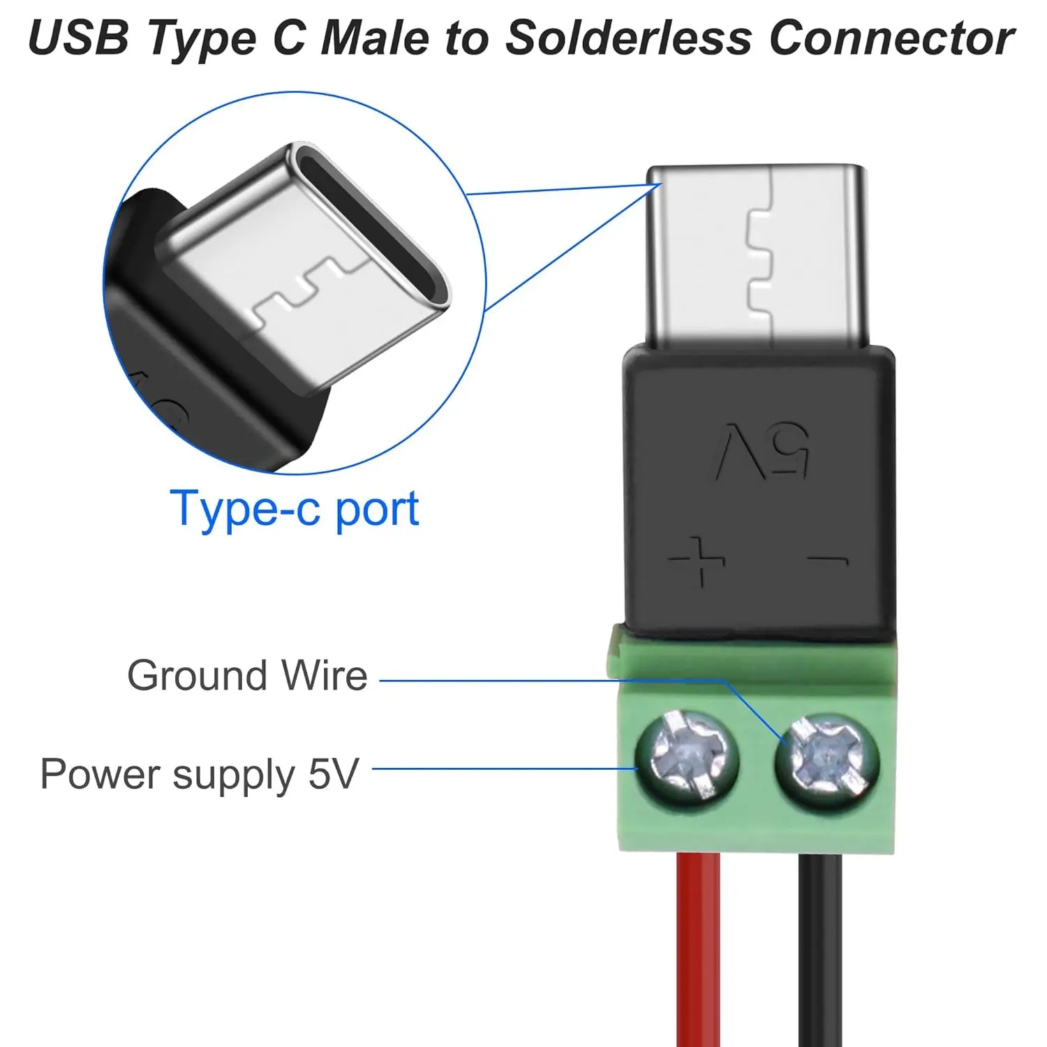 5V Crimp-Klemmenblock, grüner Datenübertragungs-Ladeanschluss, 5V – Bild 4
