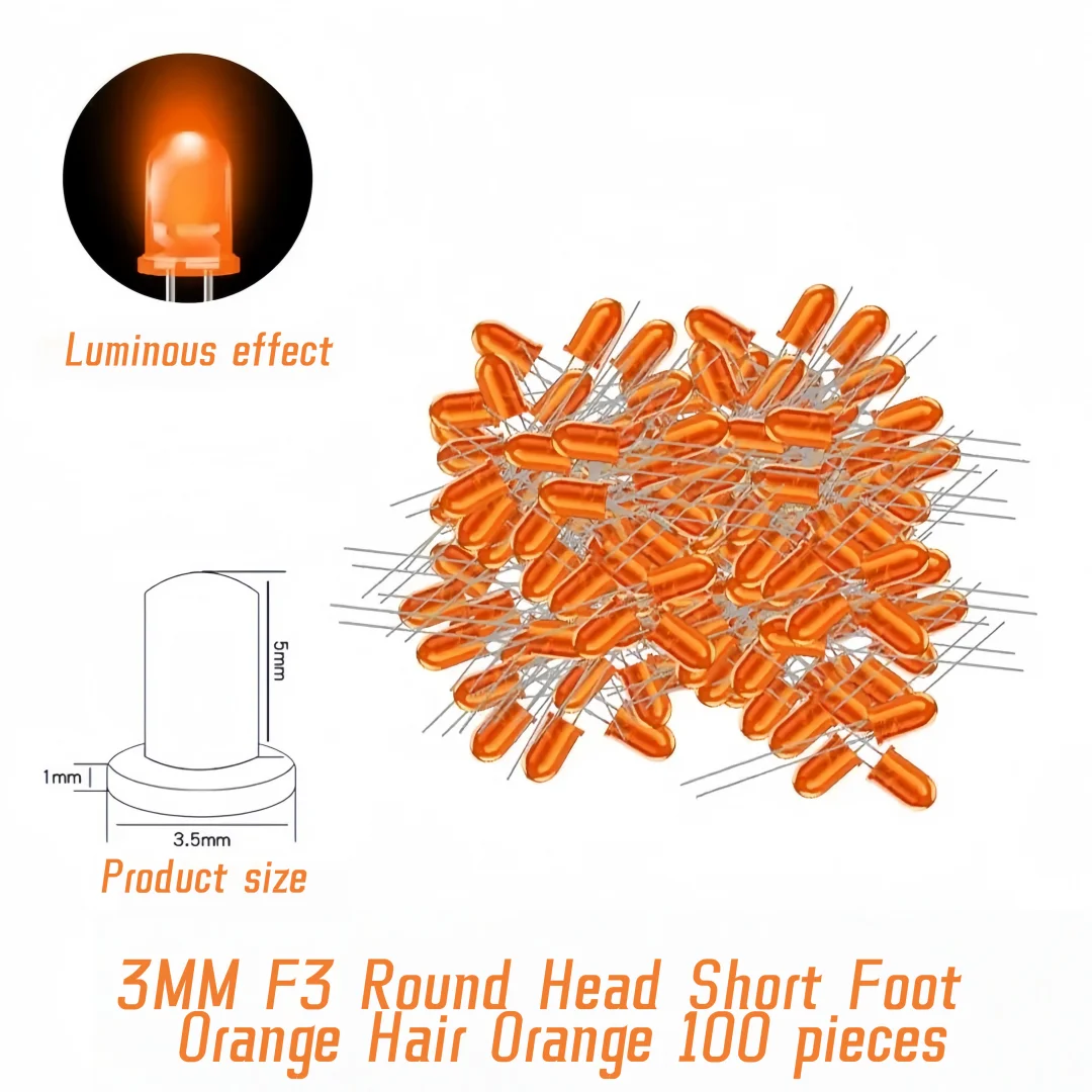 3mm LED-Dioden Sortiment Weiß Grün Rot Blau Gelb Orange F3 DIY Leuchtdioden Elektronik-Kit